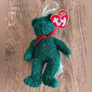 Authentic TY Jingle Beanie 2001 Holiday Teddy, Circa 2002, NWT.